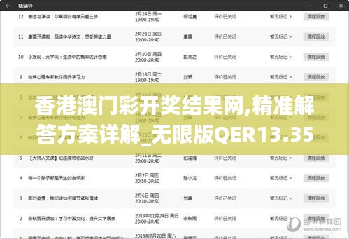 香港澳门彩开奖结果网,精准解答方案详解_无限版QER13.35