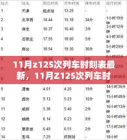 最新11月Z125次列车时刻表，全面评测与详细介绍