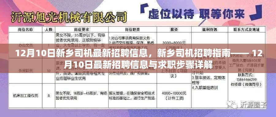 新乡司机招聘指南，最新招聘信息与求职步骤详解（12月10日更新）