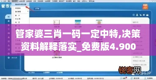 管家婆三肖一码一定中特,决策资料解释落实_免费版4.900