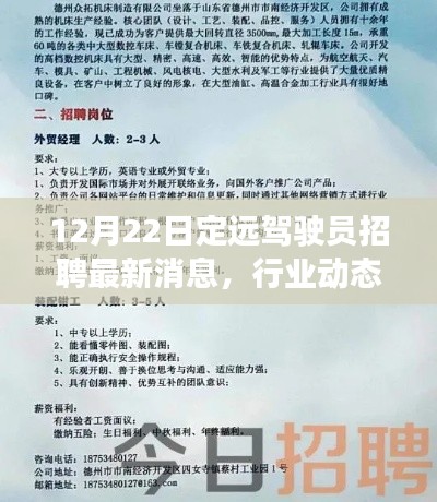 12月22日定远驾驶员招聘最新消息，行业动态及就业前景展望