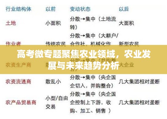 高考微专题聚焦农业领域，农业发展与未来趋势分析