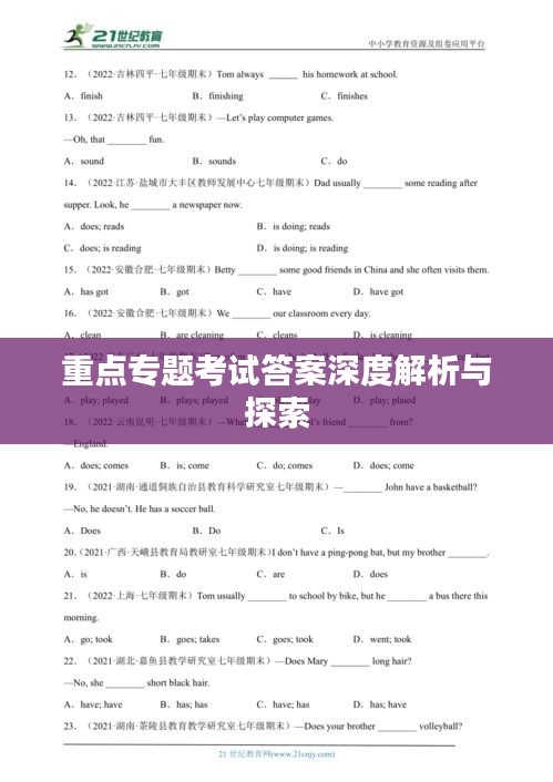 重点专题考试答案深度解析与探索