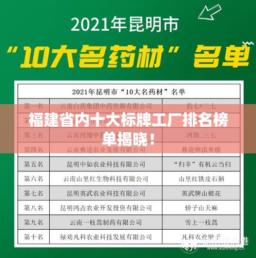 福建省内十大标牌工厂排名榜单揭晓！
